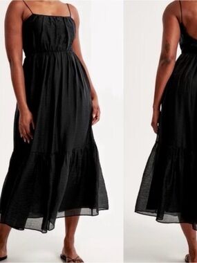Abercrombie tiered black maxi dress